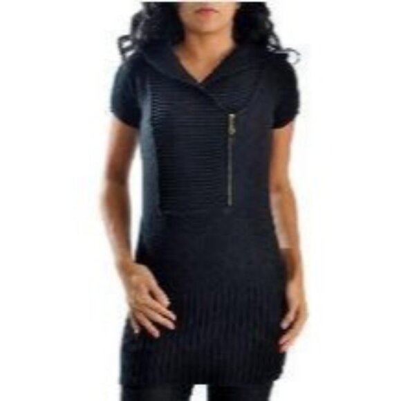 VTG Y2K GUESS Black Ribbed Hooded Mini Dress | 90s Dark Croquette Baddie Indie M - Picture 16 of 16